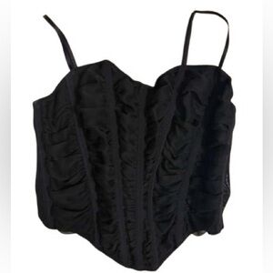 black corset top with adjustable straps and boning